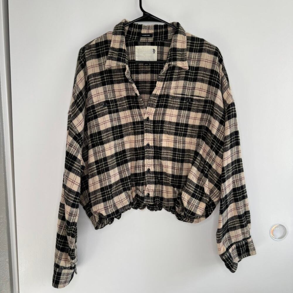 R13 Plaid Gathered Hem Workshirt Size XS - Picture 4 of 13